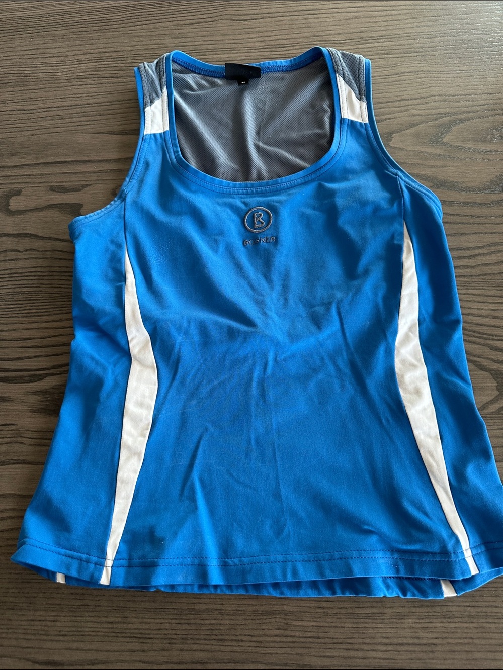 Bogner Blue Athletic Tank with White Side Panels